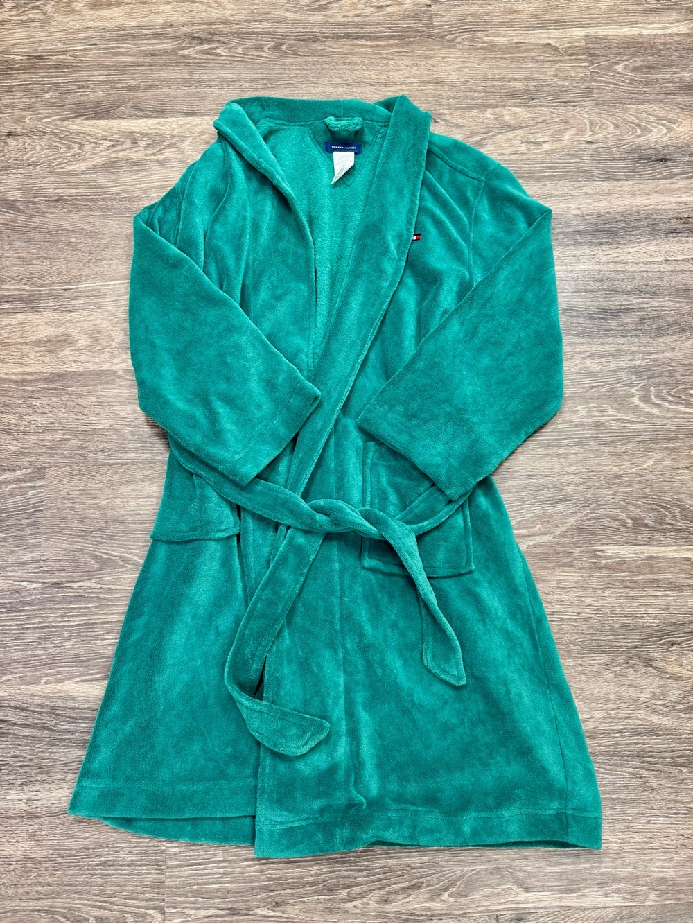 Tommy Hilfiger Plush Fleece Shawl Collar Robe Green S Sleepwear